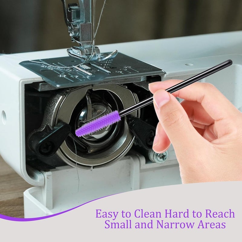 FJW Store Machine Cleaning Brushes, Reusable Silicone Dense Bristles Clean Brush for Sewing Machine Internal and Spool Area, The Every Nook and Cranny Sewing Machine Cleaning Tools 20 PCS Purple - Image 2